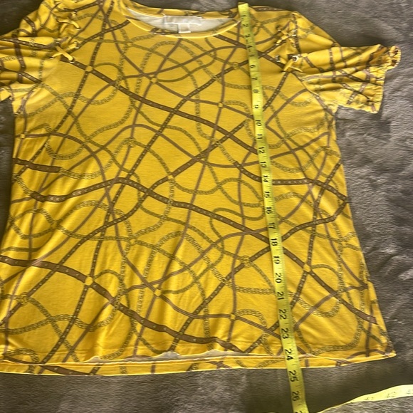 Michael Kors Honey Logo Chain Short Sleeve Top, Size L. - Picture 5 of 7